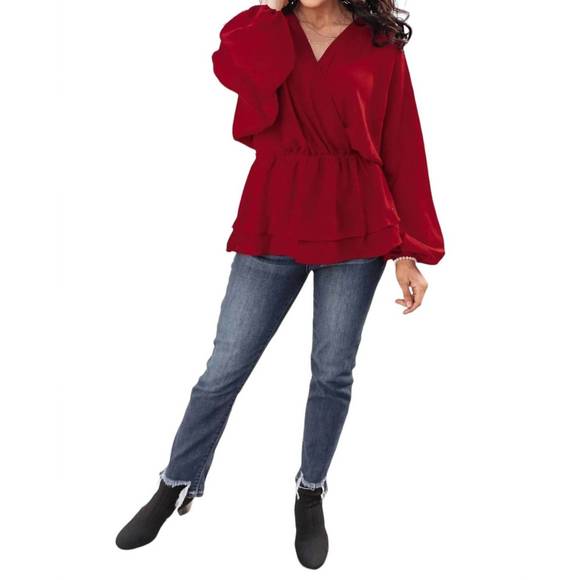 NEW ANDREE BY UNIT catch me there blouse in burgundy - Picture 4 of 4